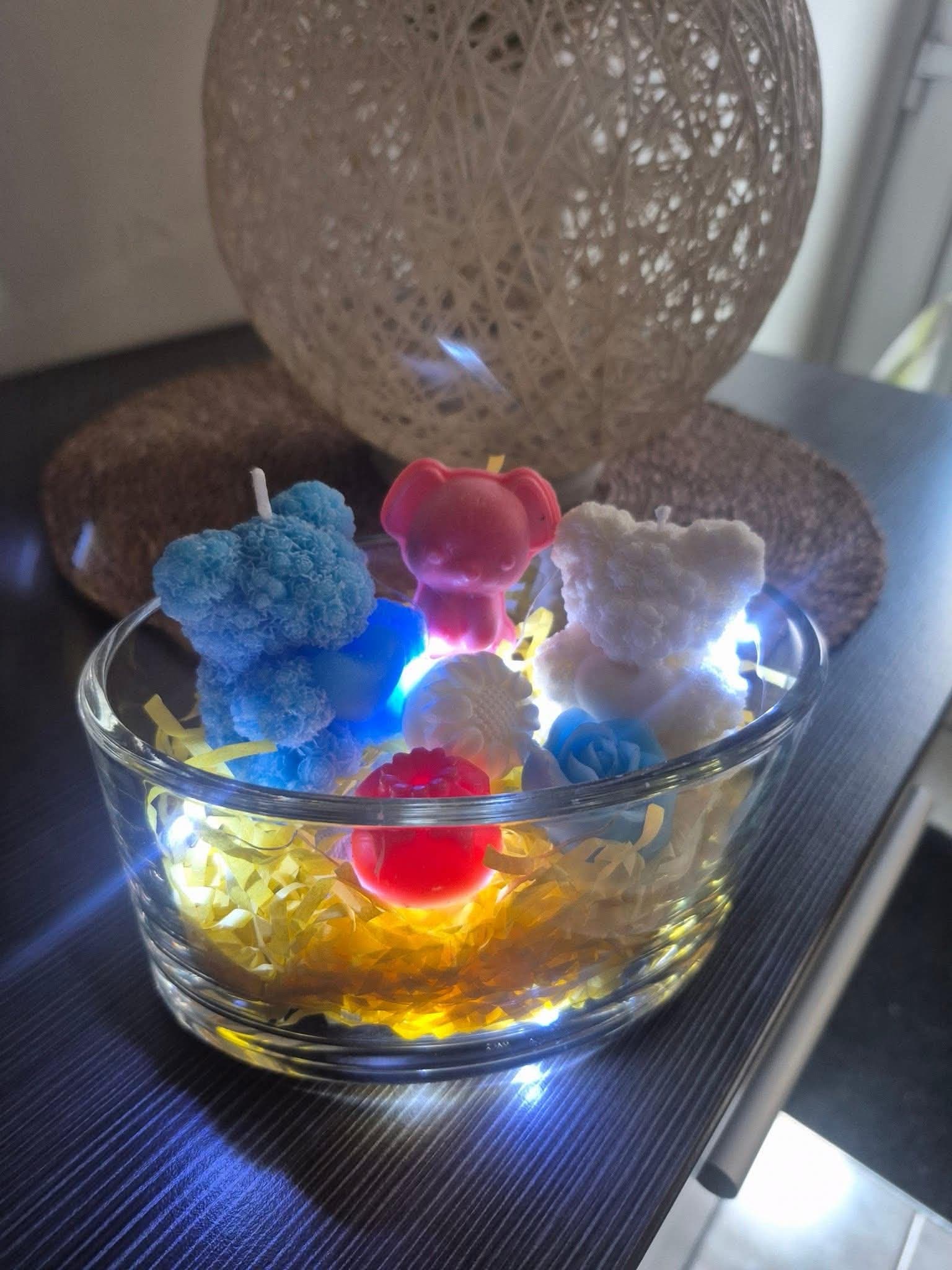 Ourson bleu et blanc lumineux